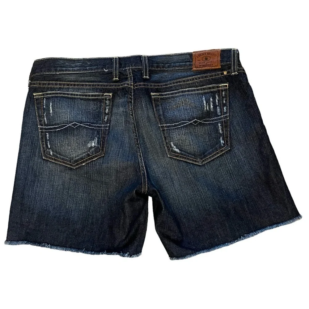 NWOT Lucky Brand cutoff 6” inseam 100% cotton dark wash denim jeans shorts
